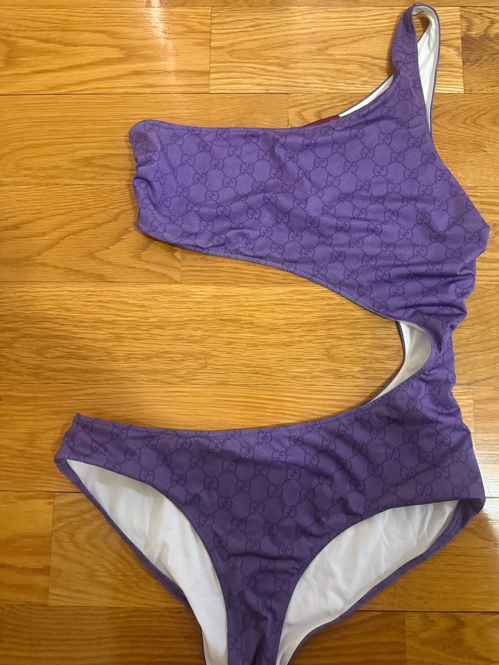 Gucci Purple One-Shoulder GG Cutout Swimsuit - Picture 5 of 5